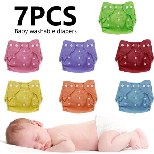 7pcs Baby Diapers Washable Reusable Nappies Grid/Cotton Training Pant Cloth Diaper Baby Fraldas Winter Summer Version Diapers