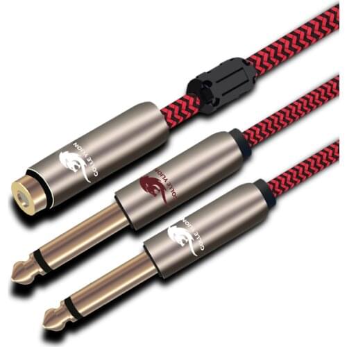 Audio Cable Mini Jack Female 3.5mm to Dual 6.35mm Male for Speaker Audio Lead Power Amplifier Mixing Console TSR Cable 0.75m 1m