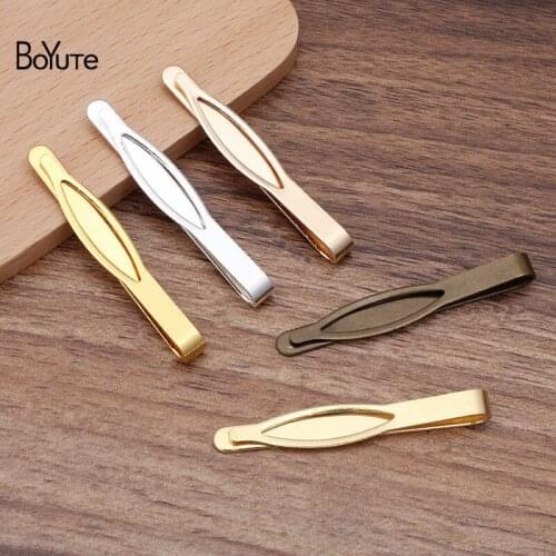 BoYuTe (10 Pieces/Lot) 56*9MM Metal Brass Mens Tie Clips Diy Hand Made Jewelry Accessories Wholesale