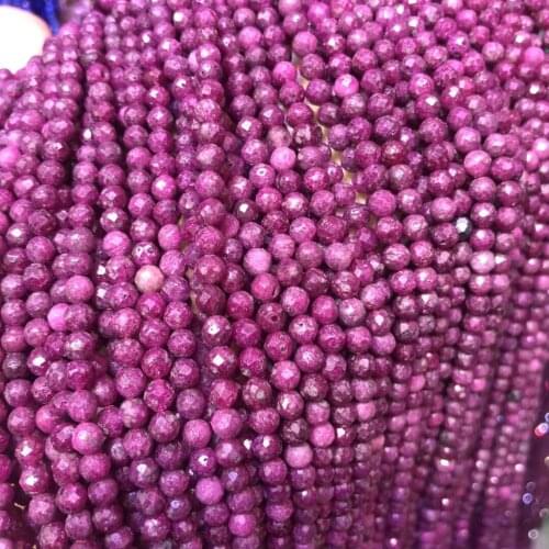 Natural Rubys Faceted Beads 3mm Small Loose Spacer Beads for Jewelry Making Necklace DIY Bracelet Accessories Wholesale