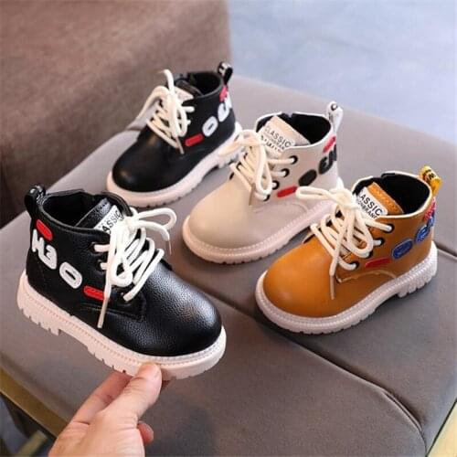 Disney Childrens shoes in the autumn of 2021 the new childrens boots fashion girls lace-up boots boy Martin short boots boots