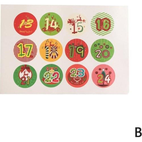 DIY Merry Christmas Advent Calendar Number Paper Sticker Sealing Packaging Decoration Labels Stickers Cookie Candy Digital H5O4