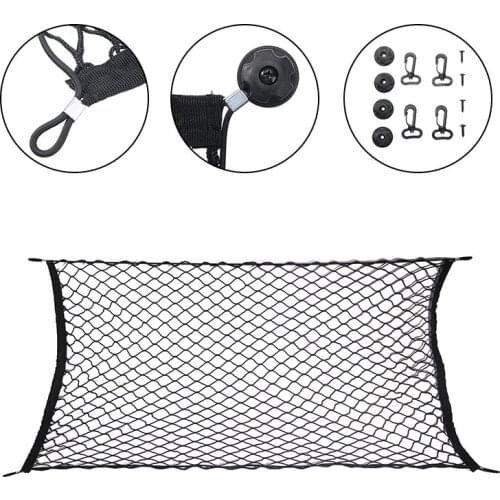 1set Large Car Cargo Net Nylon Elastic Mesh Luggage Storage SUV Truck Holder Support 115x60cm DIY Hooks Holder Parts Moulding