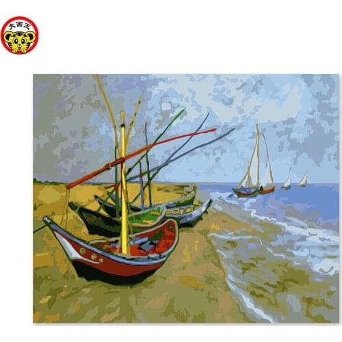 Painting by numbers art paint by number DIY decoration living room bedroom sofa background Van Gogh boat