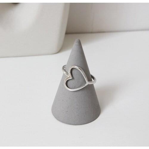 Heart Ring S925 Silver Color Ring Fashion Simple Love Hollow Silver Color Adjustable Female Student Silver Color Ring Jewelry