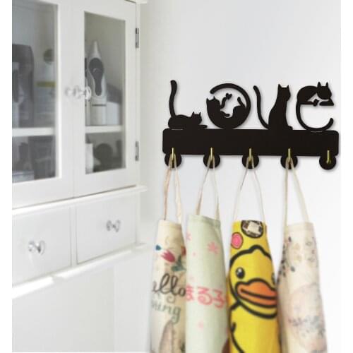 Cats Speak Love Sign Design Modern Creative Home Decor Wall Hooks Coat Hanger Robe Hook Bathroom Hanger Towel Hooks