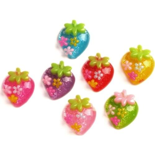 LF 50Pcs Resin Strawberry 18mm Decoration Crafts Flatback Cabochon Embellishments For Scrapbooking Kawaii Cute Diy Accessories