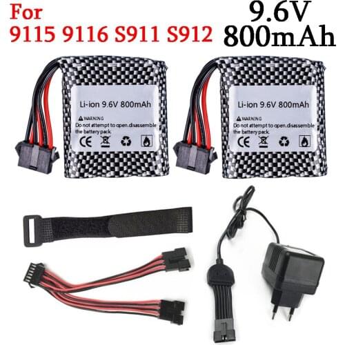 9.6v Li-ion Battery for 9115 9116 S911 S912 RC Car Truck Spare Upgrade 800mah 9.6V Rechargeable battery for toys Car 6P-SM Plug