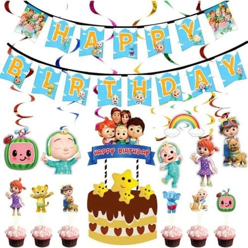 Cocomelon Theme Decoration Balloon Set Aluminum Film Balloon Combination Party Supplies Kid Disposable Tableware Party Balloon