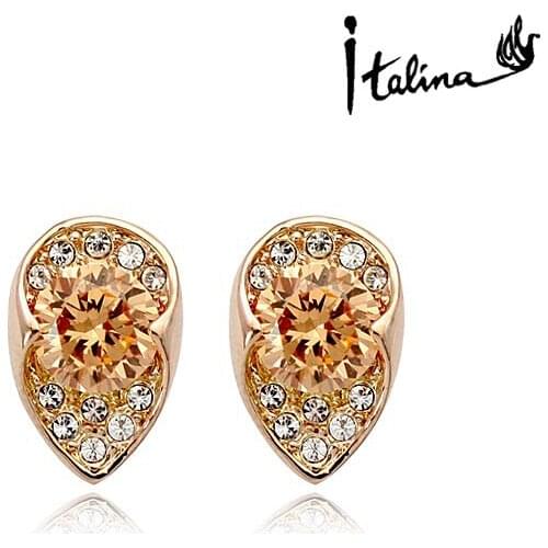 New Sale Brand TracysWing Earrings for women Genuine Austria Crystal Copper Gold Color Stud swa Zircon #RG12481