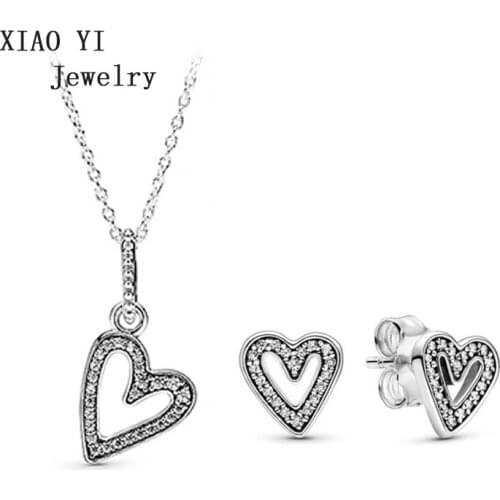 XIAOYI 2020 New 100% S925 the most popular Love pendant earrings necklace popular Valentines day party fashion jewelry female