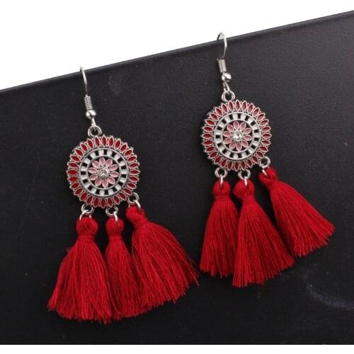 New Women Earring Exaggerate Big Enamel Flower Long Tassel Earrings For Women Jewelry Female Earring Pendientes Brincos
