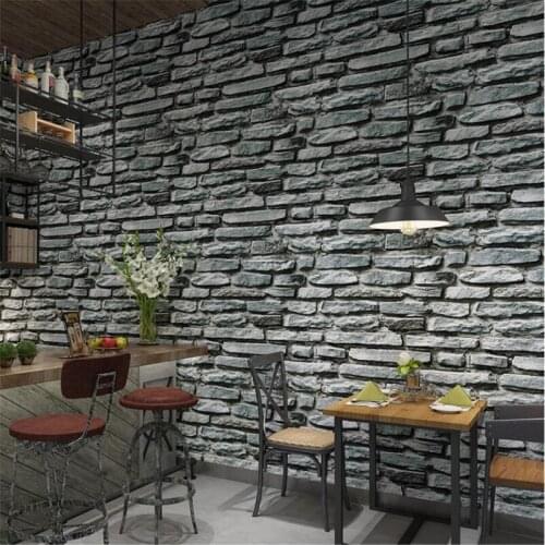 Papier peint Wallpaper 3D brick retro vintage blue brick wallpaper antique brick background waterproof restaurant cafe wallpaper