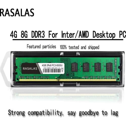 Rasalas 8GB 4GB Oперативная Nамять DDR3 1600Mhz 1333Mhz PC3-10600U 1,5 V 1.35V DIMM Desktop PC RAM 240Pin Memory For Inter/AMD
