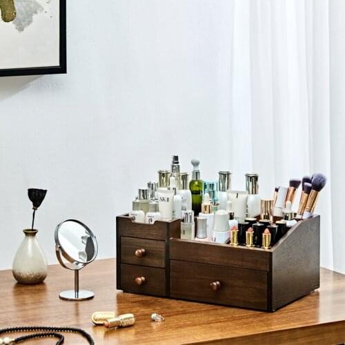 Organizer For Cosmetics Retro Dresser Cosmetic Storage Box Black Walnut Womens Household Jewelry And Cosmetics Storage Box