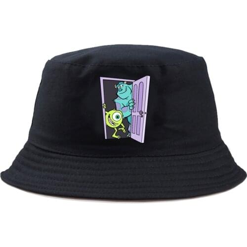 Disney Monsters Sulley Mike Bucket Hat Kids Outdoor Panama Woman Man Cartoon Gorros Solid Reversible Fishing Hat Casual Street