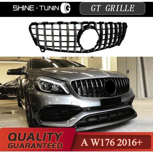Front Grille suitable for mercedes A class W176 GT GTR Grille A180 A200 A260 A45 2016+ Auto Racing Grill without emblem