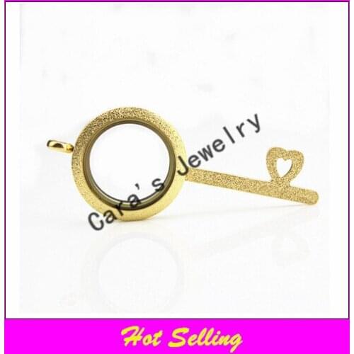 25mm 316L stainless steel twist floating locket necklace gold screw sparkles key living glass locket