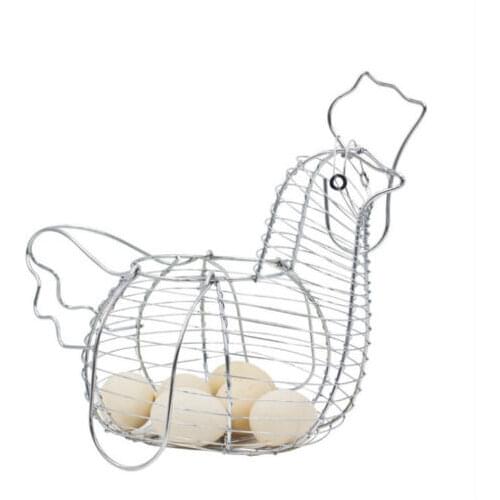 Chicken Egg Holder Large Metal Wire Hen Shaped Kitchen Storage Basket Rack Decor