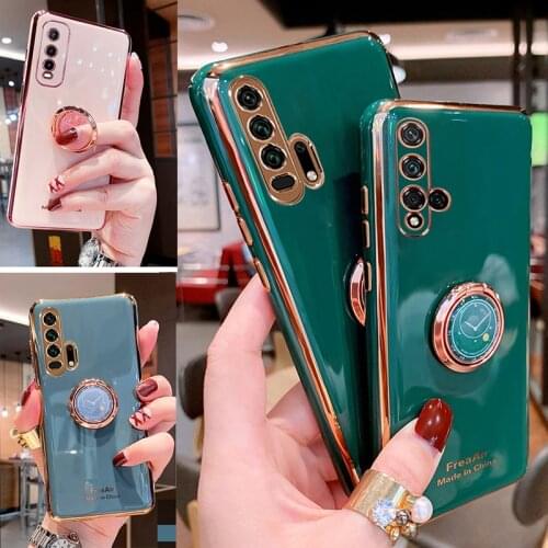Plating Soft TPU Phone Case For Vivo Y20 Y20i Y20S Y12S Y17 Y11 Y12 Y15 Y13 Y19 V19 V17 V15 V11 S1 Pro Ring Holder Stand Cover