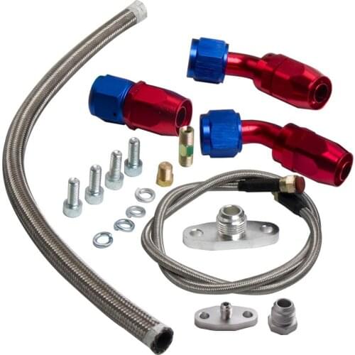 Complete T3/T4 Turbo Oil Return Line & Oil Feed Line T3 T4 T04E Kit Universal