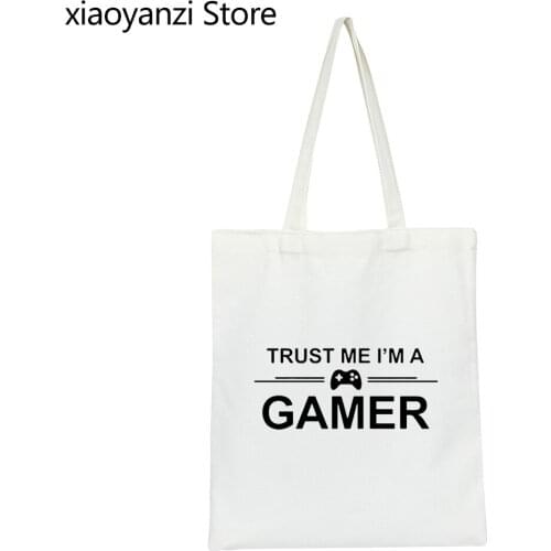 Trust me I'm a gamer funny printed Canvas Shopping Bags computer geek Shoulder Bags homme Handbag Students Book Bag SL-433-1