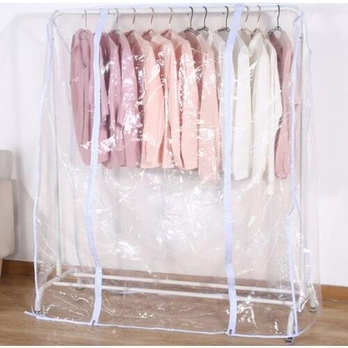 M17D Clear Waterproof Dustproof Zip Clothes Rail Cover Clothing Rack Cover Protector Bag Hanging Garment Suit Coat Storage