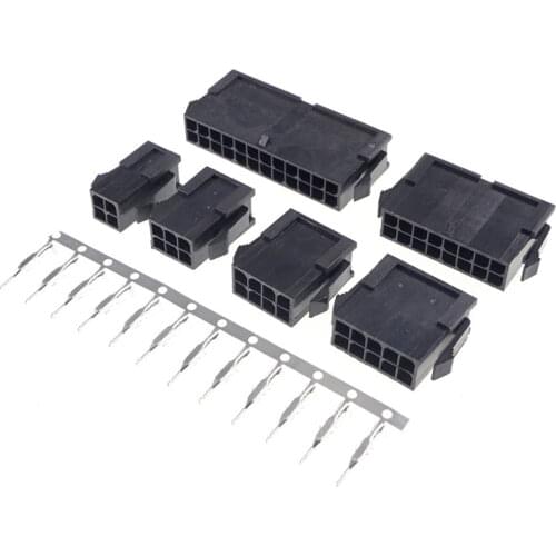 50sets 3.0mm Micro-Fit 3.0 Connector Plug Housing 2 Pin 4 6 8 10 12 14 16 18 20 22 24 P Panel Mount Ears + Terminal Molex 43020