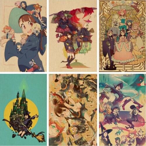 Retro Poster Little Witch Academia Canvas Print Scandinavian Poster Nordic Wall Art Painting Picture Modern Baby Home Decoration