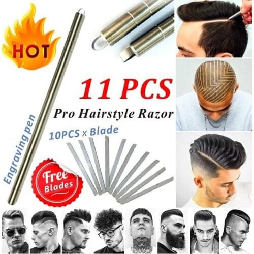 Hair Tattoo Trim Styling Engraving Pen Face Eyebrow Beard Shaping Scissors Razor High Quality and Brand New