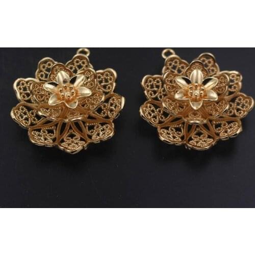 20pcs Brass Casted Quality 3 Layer Flower Pendant Charms Tassel Loops Connector DIY Hanging Dangle Earrings Jewelry Accessories