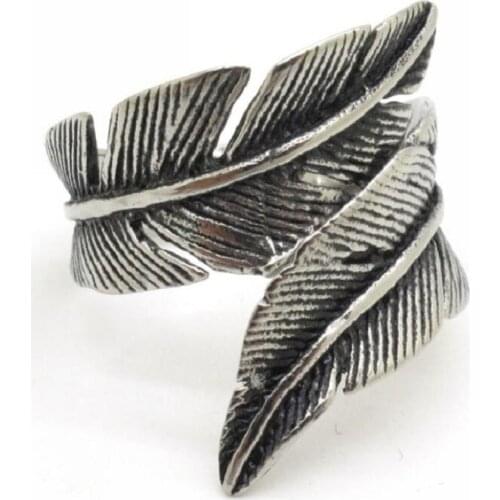 New Style Retro Leaves Ring 316L Stainless Steer Vintage Mens Jewlery