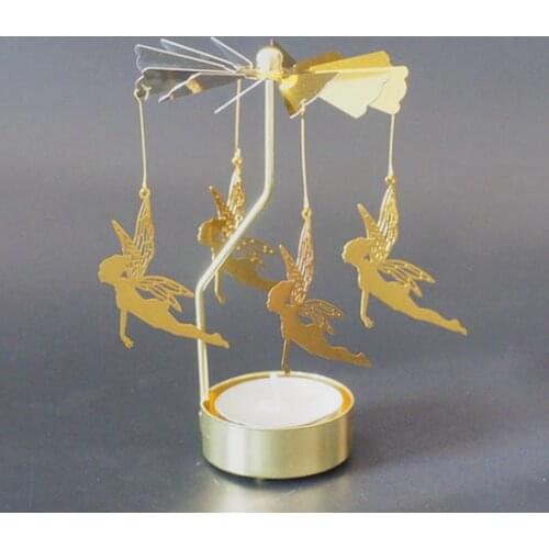 Rotating Spinning Candle Holder Wedding Party Christmas Home Decoration Metal Tealight Candlestick