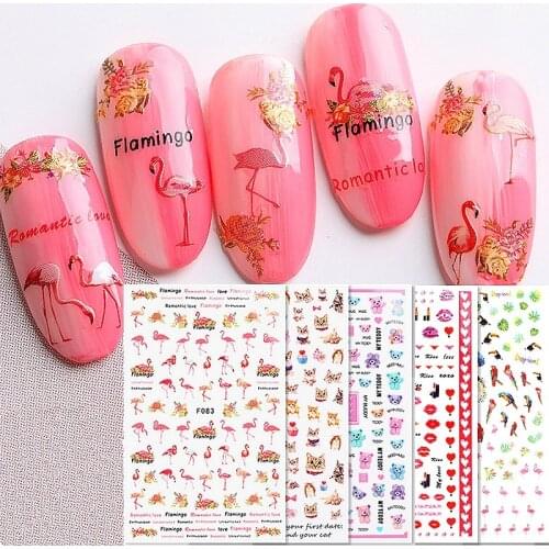 High-quality self adhesive 3d nail art decorations nail sticker ultra-thin gum cartoon nail decals manicure nails accessoires