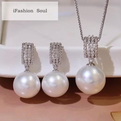 18K Solid Yellow Gold Jewelry(AU750) Women Diamond Earrings Necklace Nature Australian White Sea Pearl Fashion Lady Customize