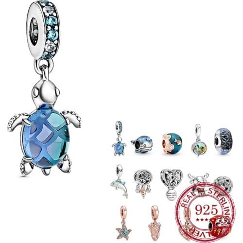 100% 925 Sterling Silver Dolphin Starfish Designer Charms Pendant Fit Original Pandora Bracelet DIY Fashion Women Jewelry Making