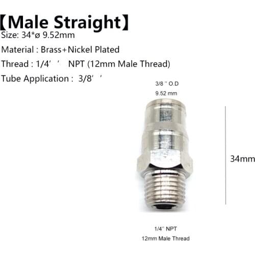 1 Pcs 3/8" Quick Connecting Coupling Male Staight For Mist Cooling System With 1/2 NPT Thread