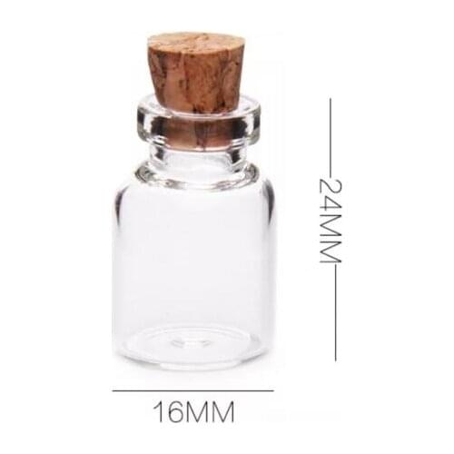 10pcs/lot 16*24mm1.5ml Small Cute Mini Cork Stopper Glass Bottles Vials Jars Containers Small Wishing Bottle Glass Craft Decor