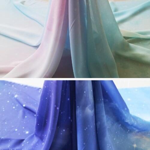 100cm*145cm Starry sky print fabric 50d pearl chiffon fabric Sheer One-piece Dress digital print