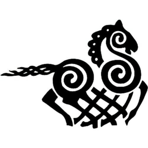 12.7cm*9.4cm Cartoon Viking Odin Horse Vinyl Decal Black/Silver Car Sticker Fashion Car-styling S6-2879