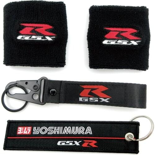 Motorcycle 3D GSX-R Logo Front Brake Fluid Oil Reservoir Tank Cover Socks＆Keychains For Suzuki GSXR 600 750 1000 1100 1300 K1 K2