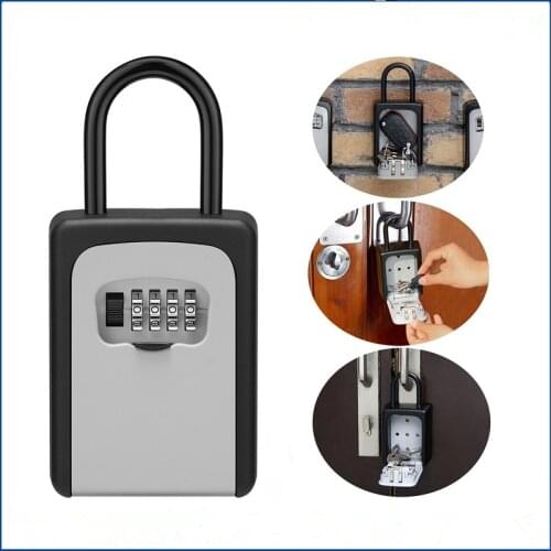 4-Digit Combination Lock Storage Box Key Combination Box Outdoor Metal Hook Type Waterproof Key Combination Safe Deposit Box