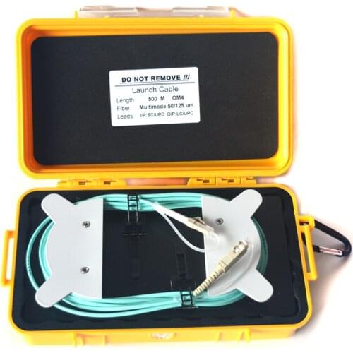 500m MMOF Multimode 50/125um SC/UPC to LC/UPC (OM4) Fiber Optic OTDR Launch Cable Box for OTDR Dead Zone Eliminator