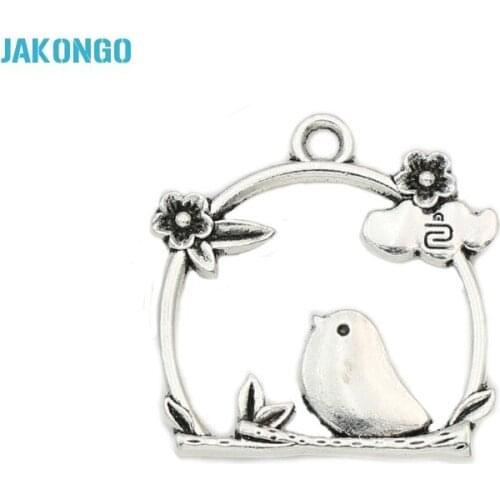 Antique Silver Plated Zinc Alloy Bird Cage Charms Pendants for Jewelry Making Bracelet DIY Handmade Craft 26x26mm