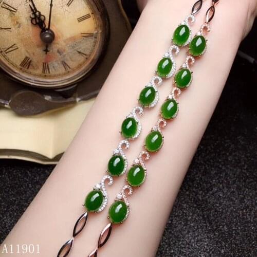 KJJEAXCMY boutique jewelry 925 Silver-inlaid Natural Jasper Jewelry Bracelet Support Detection