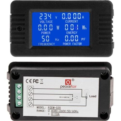 Digital AC 80~260V Power Energy Meter Voltage Current KWh Watt Meter Voltmeter Ammeter Indicator 100A/10A