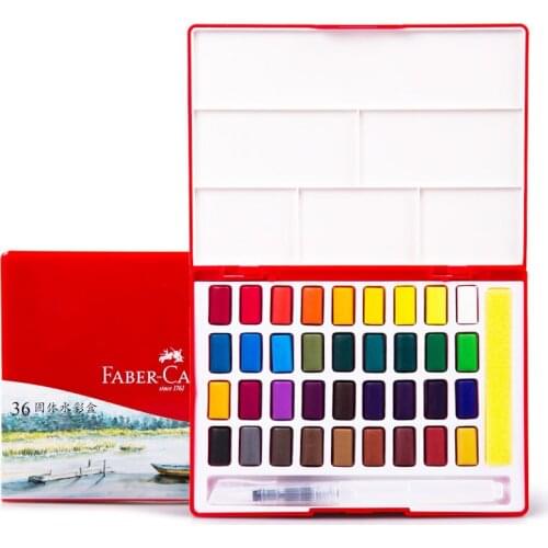 Faber Castell Transparent Solid Watercolor Paint Set ,24/36/48 Colors ,Travel Watercolor Pigment set for Drawing Painting