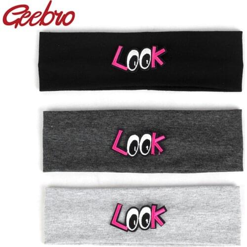 Geebro Baby Girls Boys Knitted Cotton Soft Elastic Cute Children Girls Elastic Bands Letter Kids Headbands Hair Accessories
