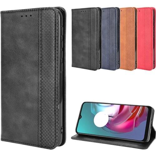 Leather Phone Case Phone Holder Simple Flip Cover w/ Card Slot for Motorola Moto G10/G30, Moto E7 Power Accessories
