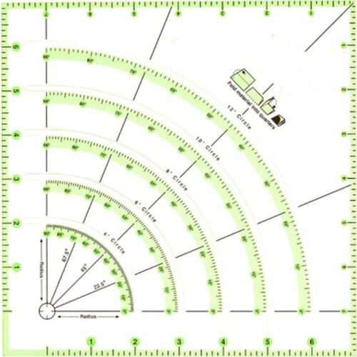 Multifunctional Patchwork Cloth Quilting Ruler Arcs and Fan Quilt Circle Cutter Ruler DIY Sewing Craft Tools